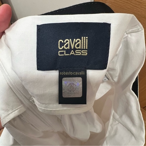 Cavalli Class | White Midi Skirt | Black Trim | Size 4 - Picture 6 of 8